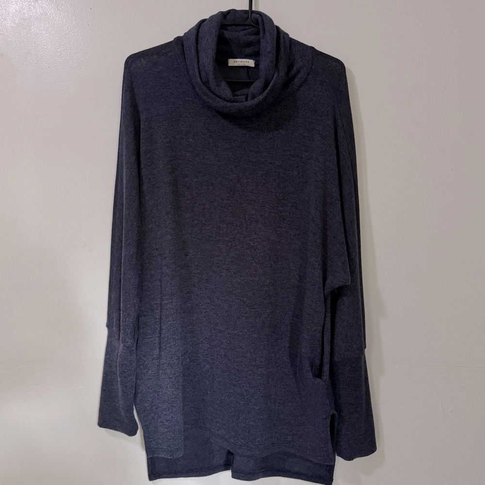 Promesa | Heather Blue Cowl Neck Sweater